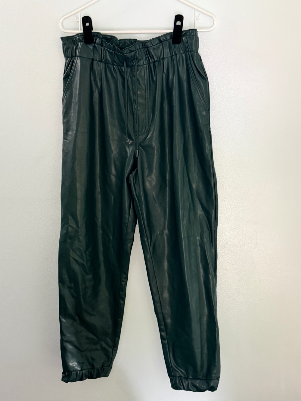 Abercrombie & Fitch Faux Leather Jogger Pants Green Size L